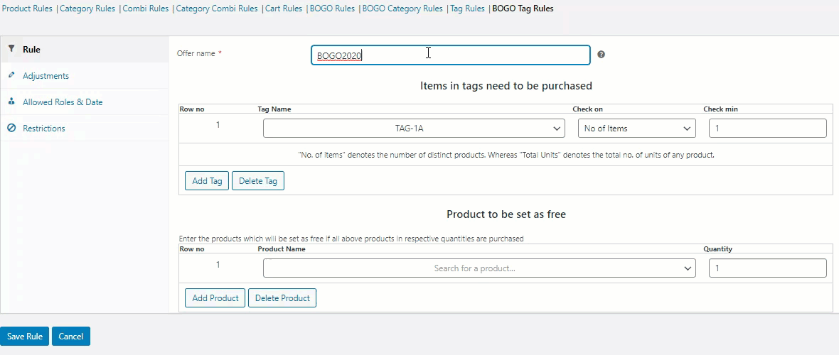 ELEX Dynamic Pricing | BOGO TAG Rule