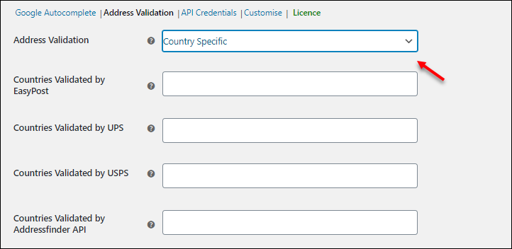 Address Validation Based On Countries