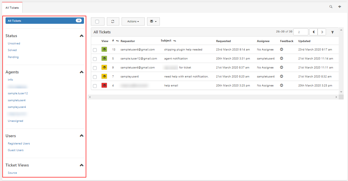 WSDesk - ELEX WordPress Helpdesk & Customer Support Ticket System Plugin | Custom-Ticket-Views