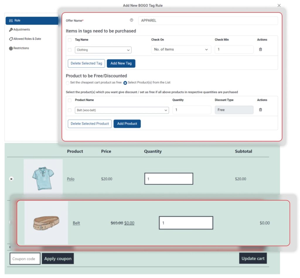 Offer BOGO Discount based on WooCommerce Product Tags
