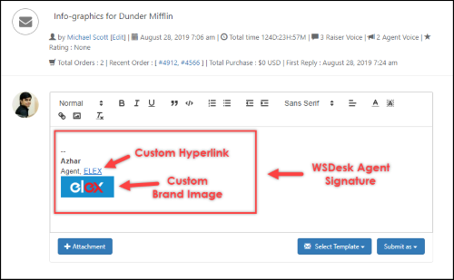 WSDesk - WordPress Helpdesk Plugin | WSDesk Agent Signature