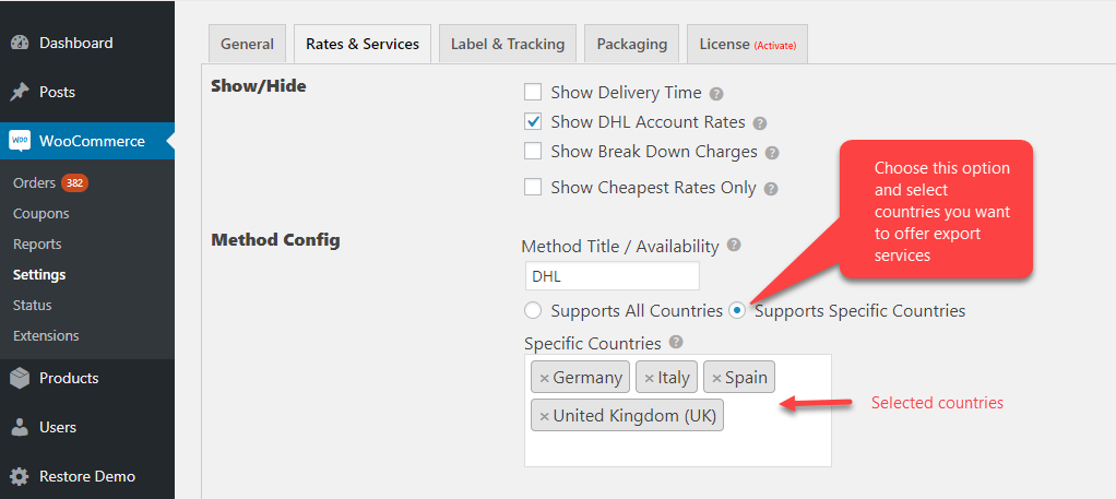 WooCommerce DHL shipping plugin