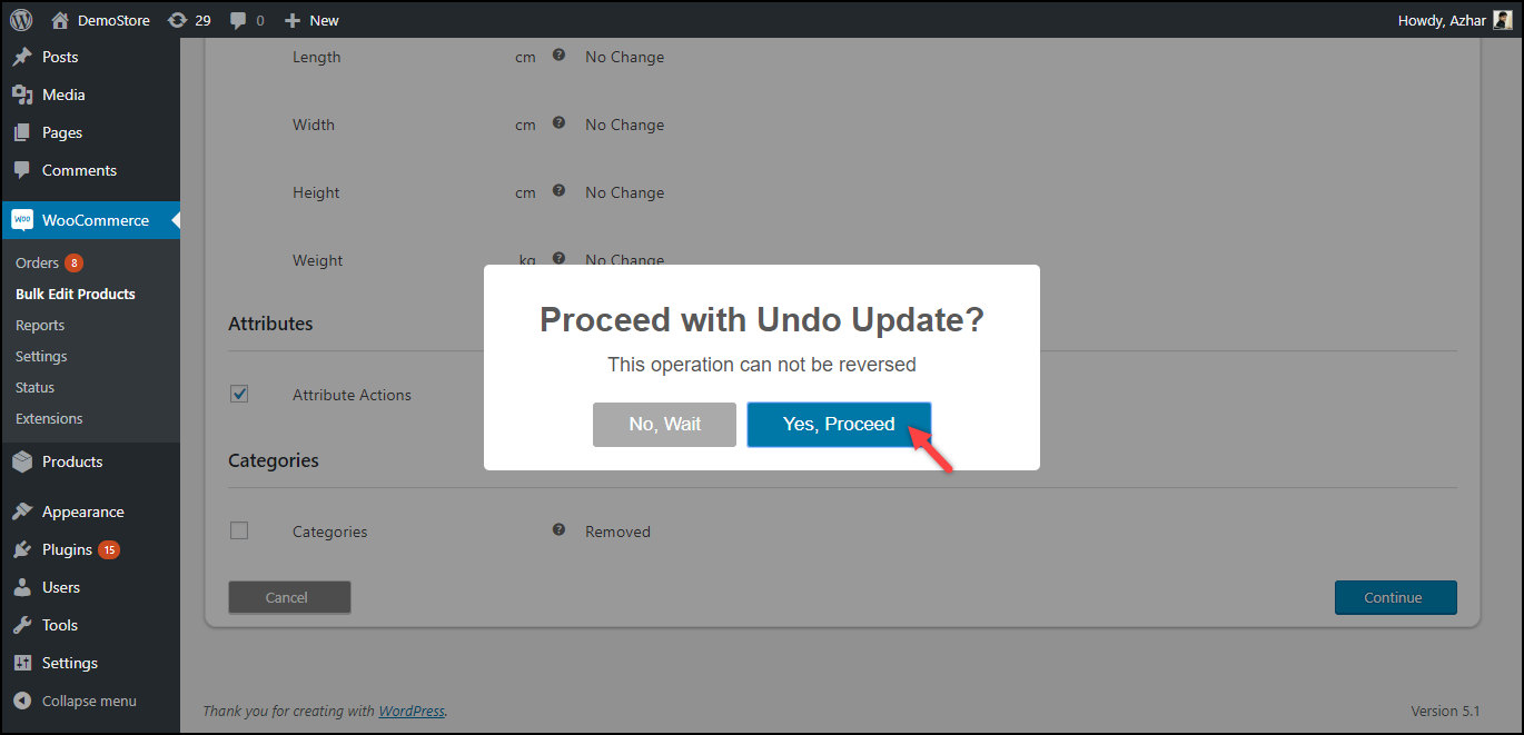 WooCommerce Bulk Edit Products | Proceed with Undo Update