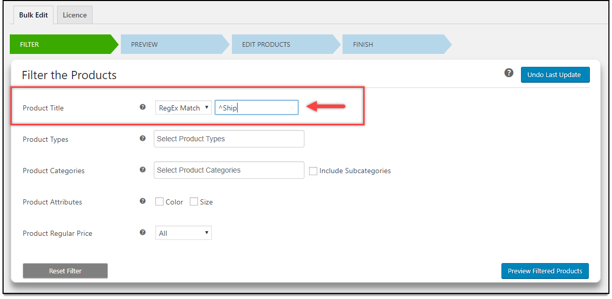 WooCommerce Bulk Edit Products using Regex | Filter products started with 'Ship' using Regex pattern