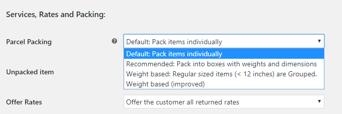 Parcel Packing Options USPS Plugin