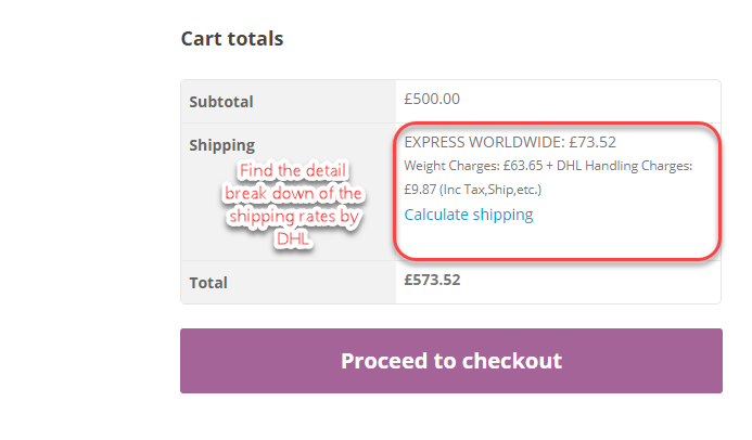 Enabling this option you get the break down of the shipping charges in the cart and checkout pages.
