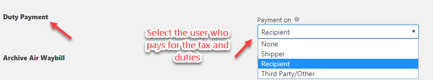 shipping duties and taxes