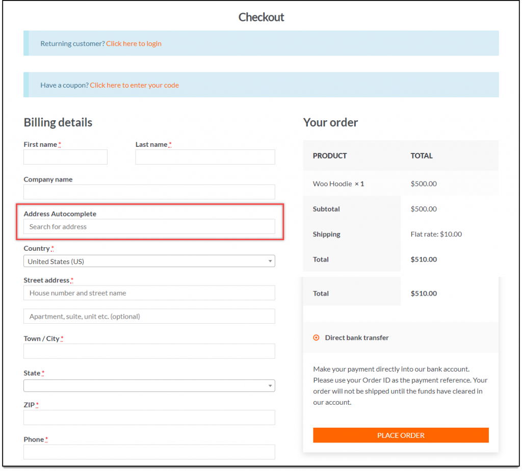 WooCommerce Address Autocomplete | Autocomplete Checkout Field
