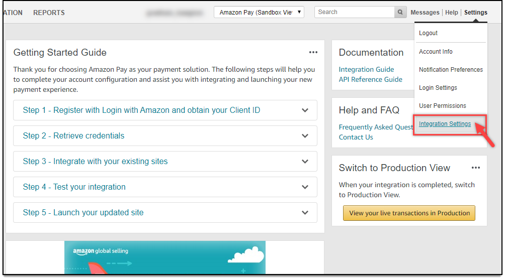 WooCommerce Amazon Payments | Selecting Integration Settings