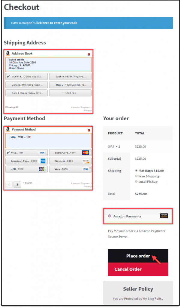 WooCommerce Amazon Payments | Amazon Payments on Checkout page