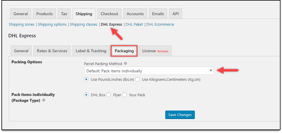 WooCommerce DHL Express | Pack Items Individually