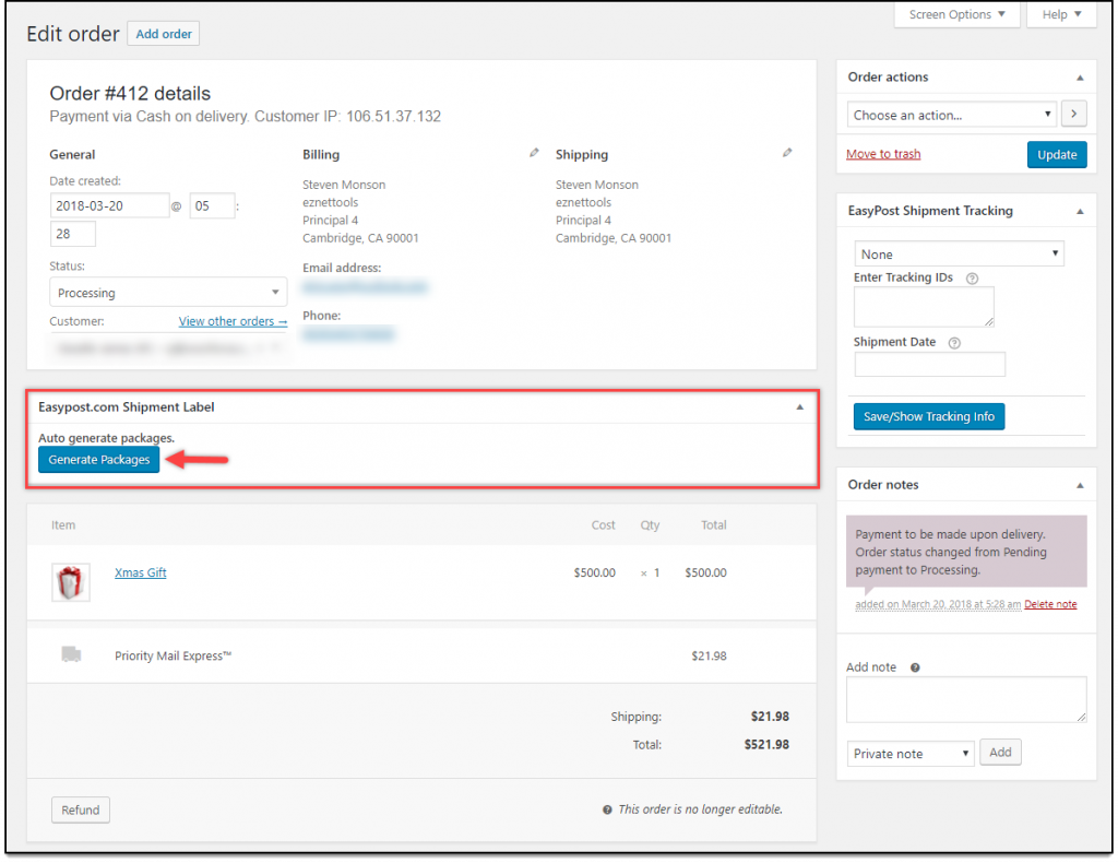ELEX WooCommerce EasyPost Generate SCAN Form Add-On | Generate Packages