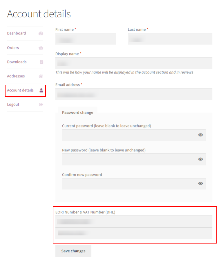 ELEX WooCommerce DHL Express Shipping Plugin with Print Label | EORI and VAT number of customer in Account details