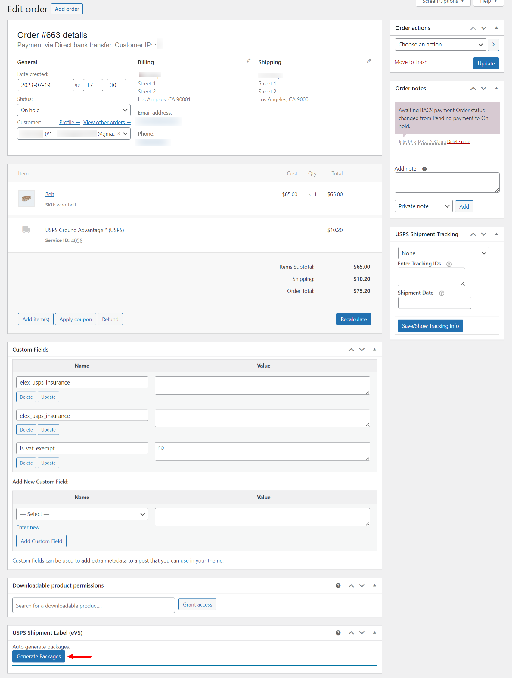 ELEX WooCommerce USPS Shipping Plugin with Shipment Tracking & Print Label | generate usps package