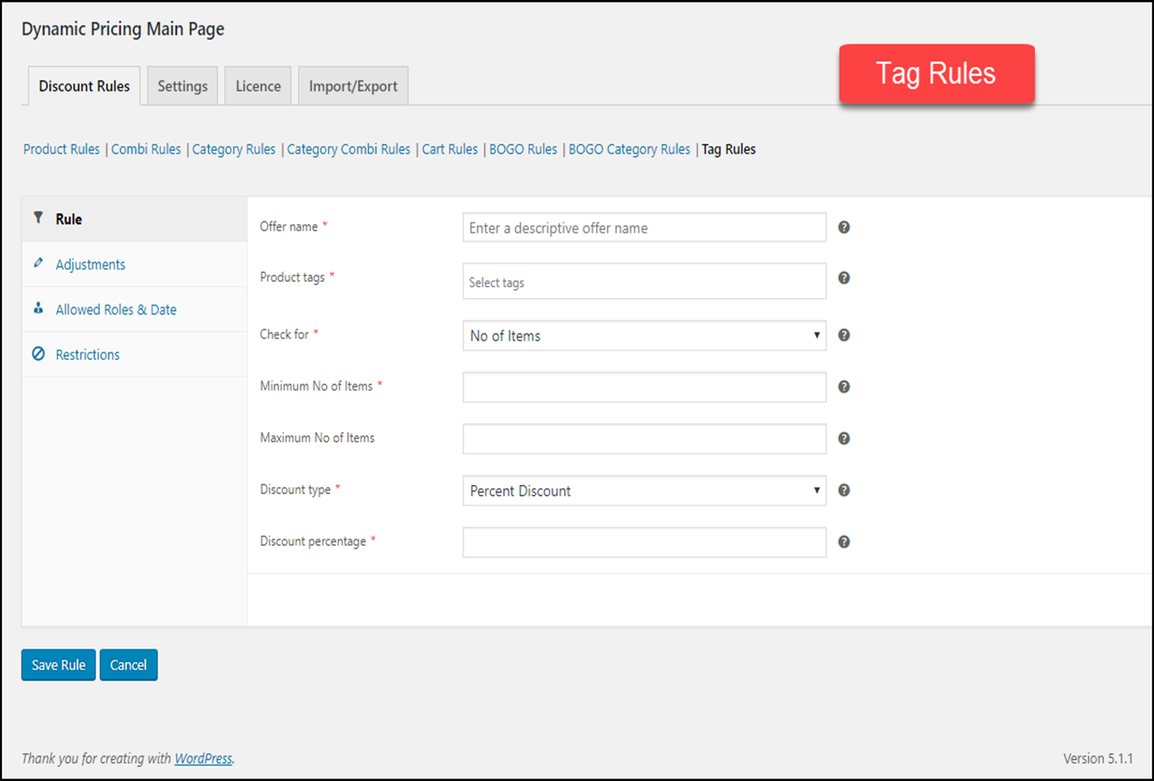 WooCommerce Dynamic Pricing & Discounts | Tag Rule settings