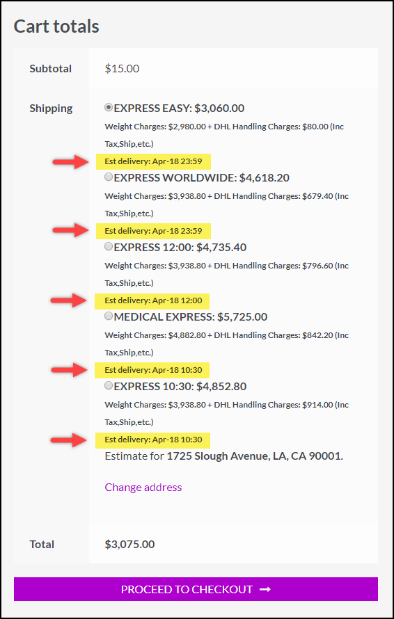 Free WooCommerce DHL Plugin | DHL Express Estimated Delivery Dates