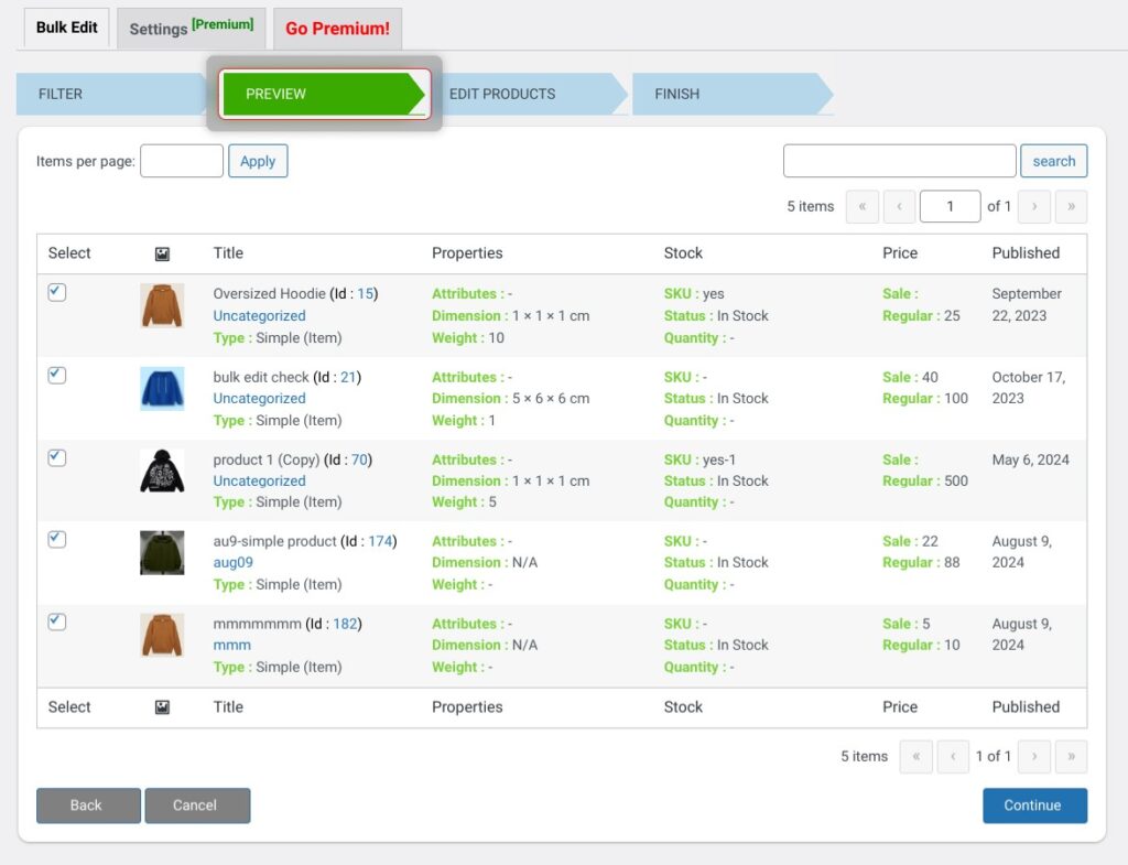 Preview Filtered WooCommerce Products