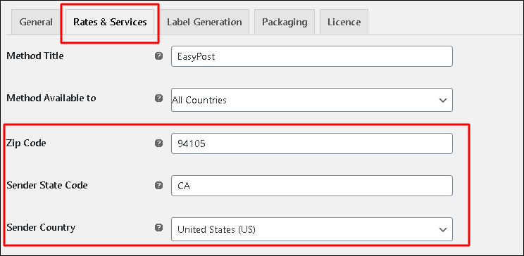 How to solve the issue of unavailability of shipping options on the checkout page from EasyPost using ELEX EasyPost Shipping Method Plugin for WooCommerce? | Sender address