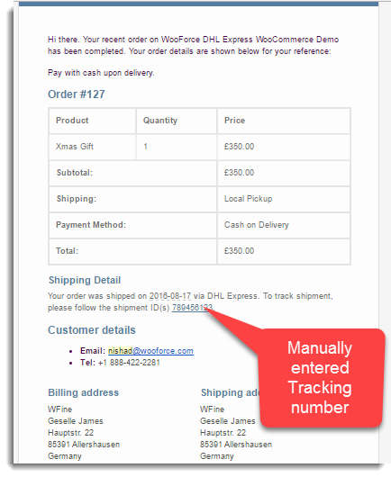 Manual Shipment Tracking Number