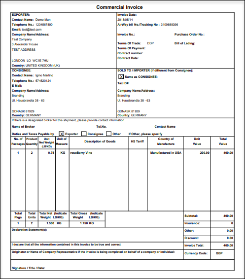 Customs Form For International Shipping