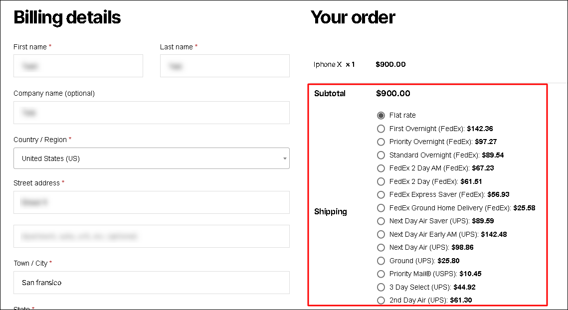 ELEX EasyPost Shipping Method Plugin for WooCommerce | Showing real time rates