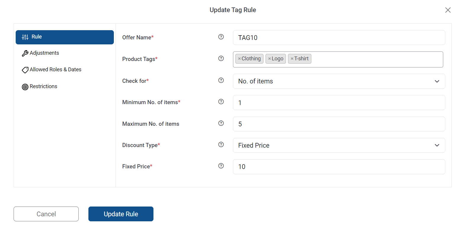 Applying Tag Rules | Dynamic Pricing and Discounts