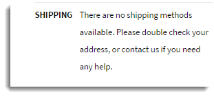 Shipping error Message