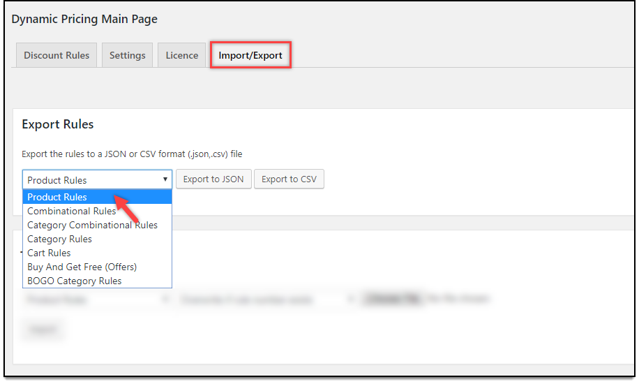 WooCommerce Dynamic Pricing & Discounts | Export Rules settings