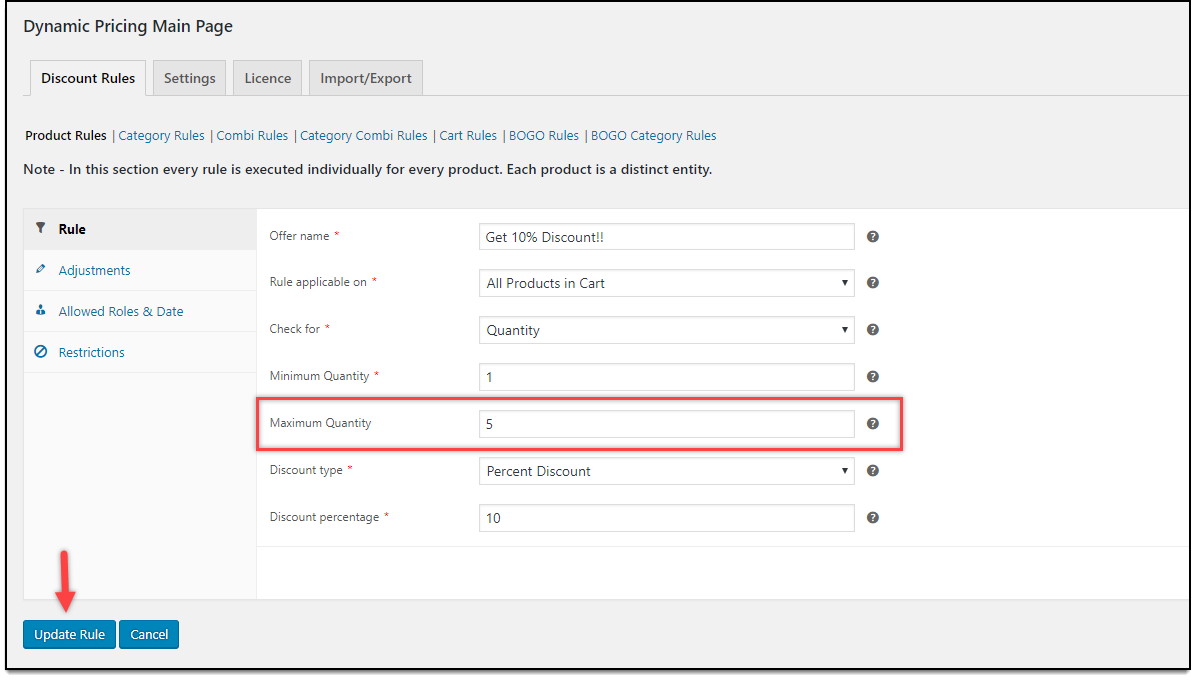 WooCommerce Dynamic Pricing & Discounts | Updating Discount Rule