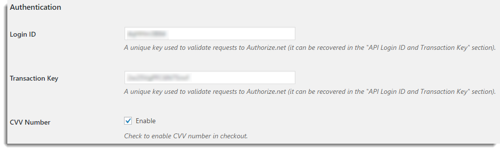 Authorize.net Credentials