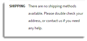 Shipping error Message