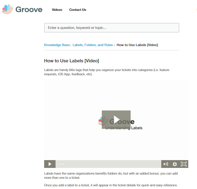 groove knowledge base video playback