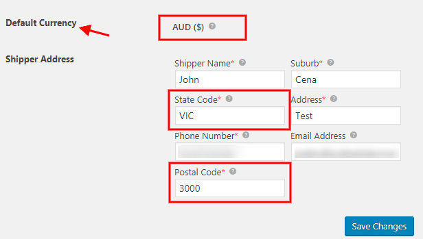 shipper address woocommerce australia post shipping plugin