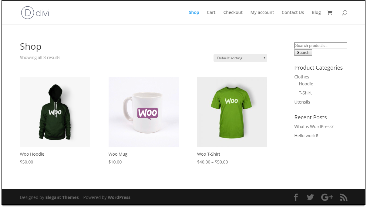 Divi - WooCommerce Catalog Mode | Divi Default Shop Page