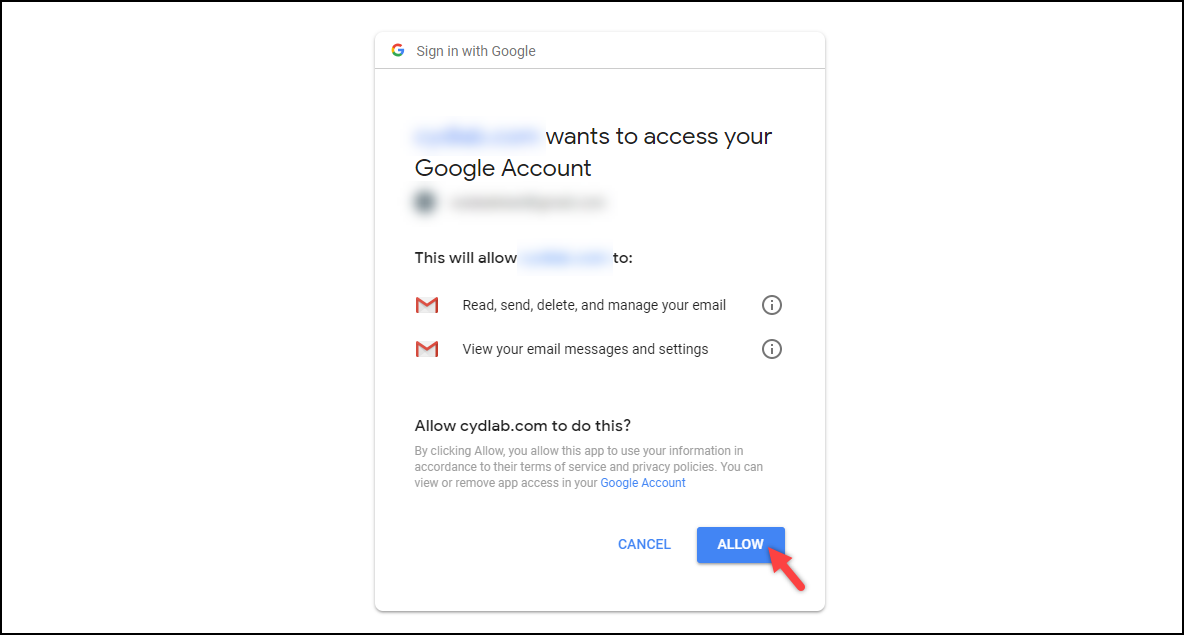WSDesk Google OAuth | Allow app to access Gmail data