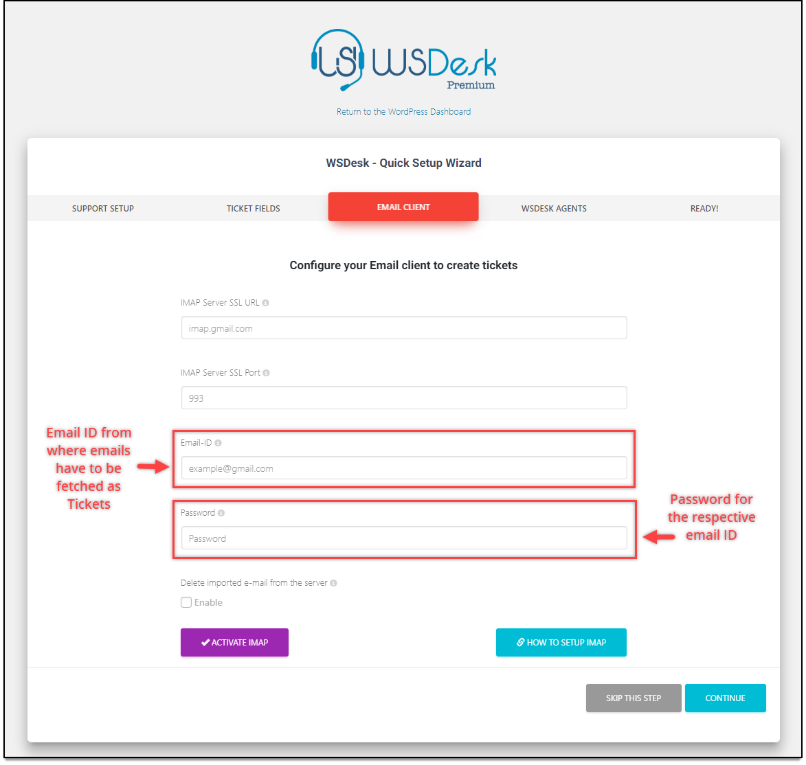 WSDesk Quick Setup Wizard | Set up Email Client