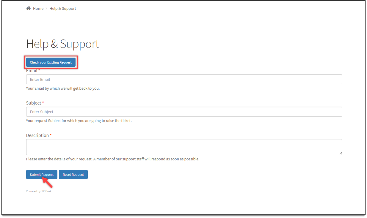 WSDesk Quick Setup Wizard | Sample Support Page