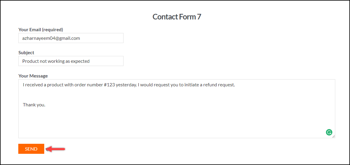WSDesk Helpdesk | Contact Form 7 | Ticket Raised
