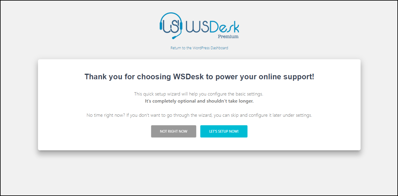 WSDesk Helpdesk | WSDesk Quick Setup Wizard