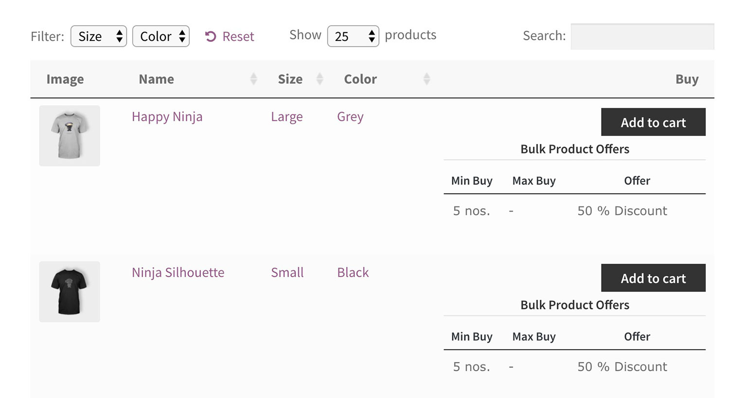 WooCommerce Tables with Dynamic Pricing & Product Discounts