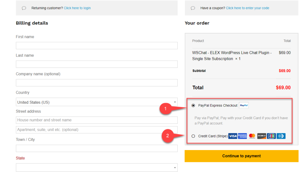 Process Checkout at ELEXtensions