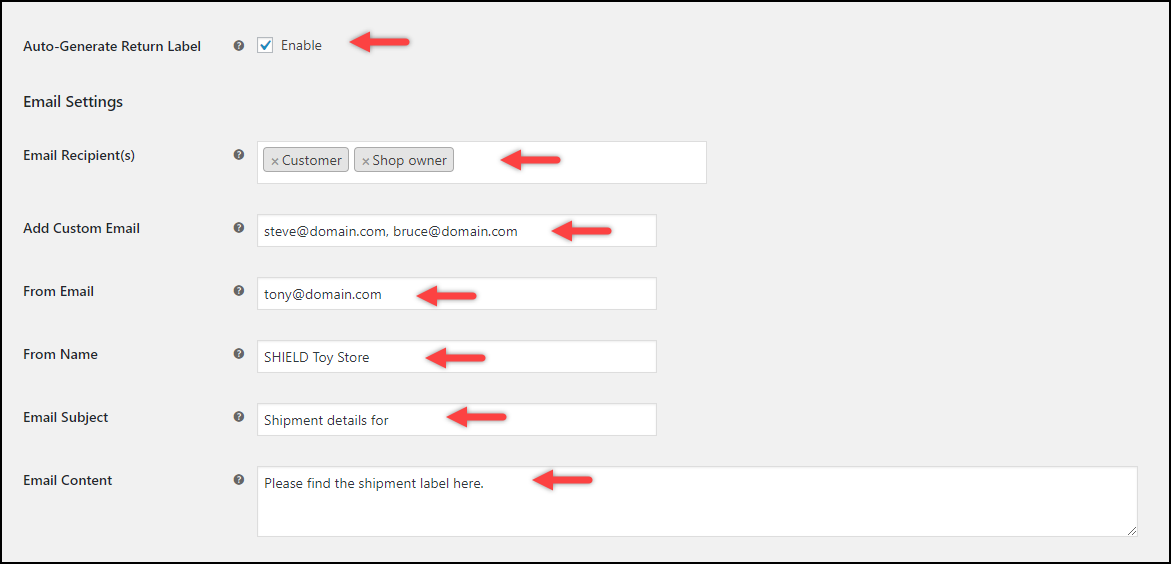 prepaid return shipping label