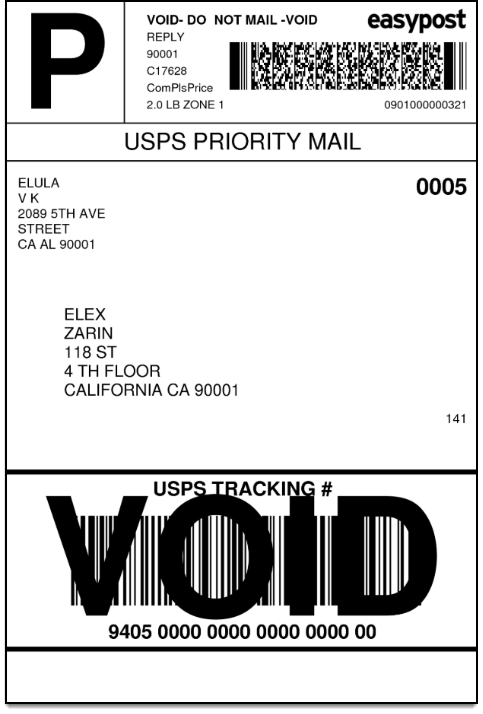 prepaid return shipping label