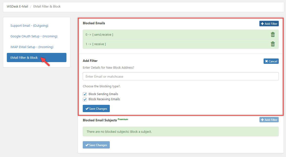 ELEX WordPress HelpDesk & Customer Ticketing System |Email Filtering and Blocking