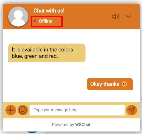 Widget Offline Text | ELEX WordPress Live Chat Plugin