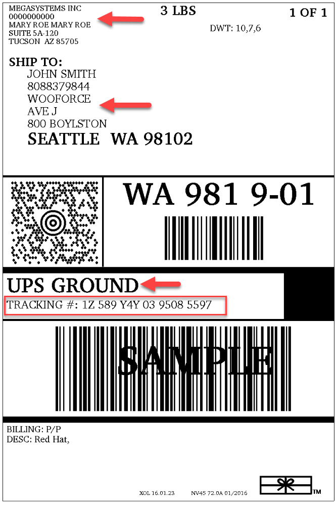 Ups Shipping Label Format