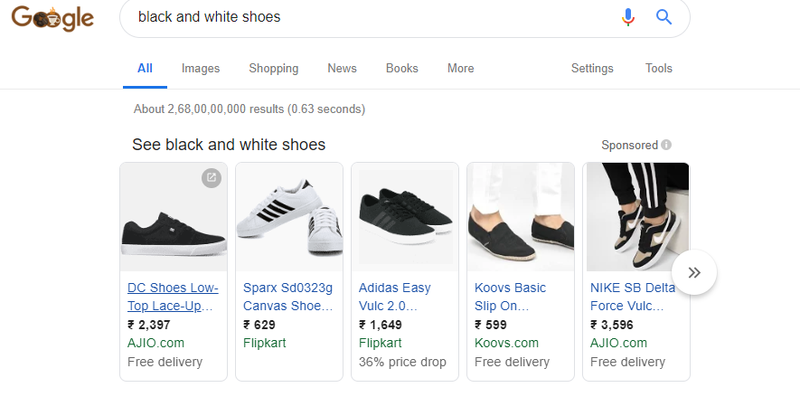 ELEX Google Product Feed Black And White Shoes WooCommerce Google Product Feeds