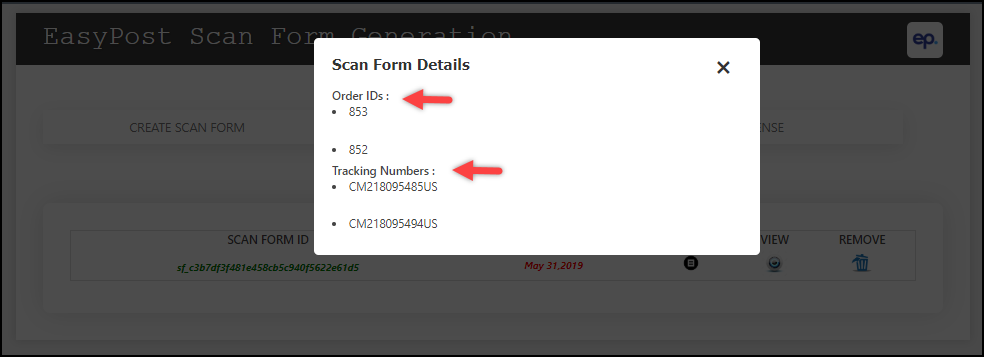 ELEX WooCommerce EasyPost Generate SCAN Form Add-On | SCAN Form details