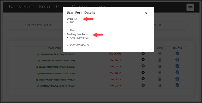 ELEX WooCommerce EasyPost SCAN Forms Add-On | SCAN Form Details