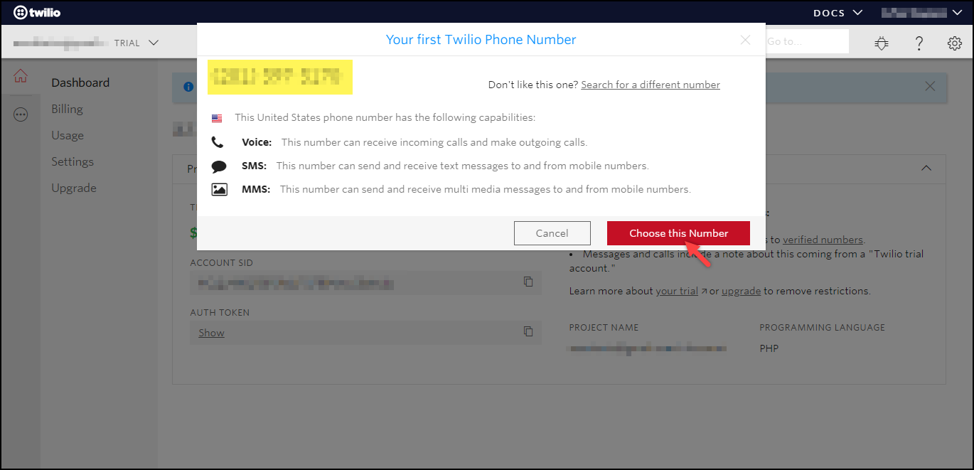 WSDesk SMS Notification Add-On | Choose Twilio Trial Number